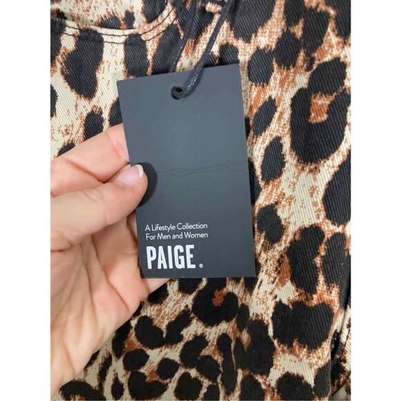 NWT Cheetah Print Paige Raw Hem Verdugo Ankle Mob Wife Mom Jeans - Picture 4 of 6